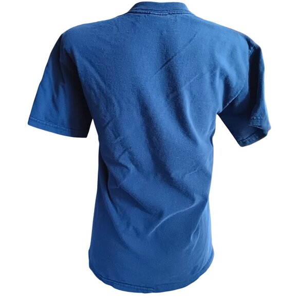 Vinage Women's Small T-shirt Y2K Colorado State Flag Navy Blue Crew Neck Gildan - Picture 6 of 7